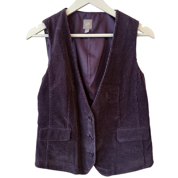 J. Jill Sz M Purple Corduroy Velvet Vest Cottagecore Dark Academia Boho Layering - Picture 3 of 7
